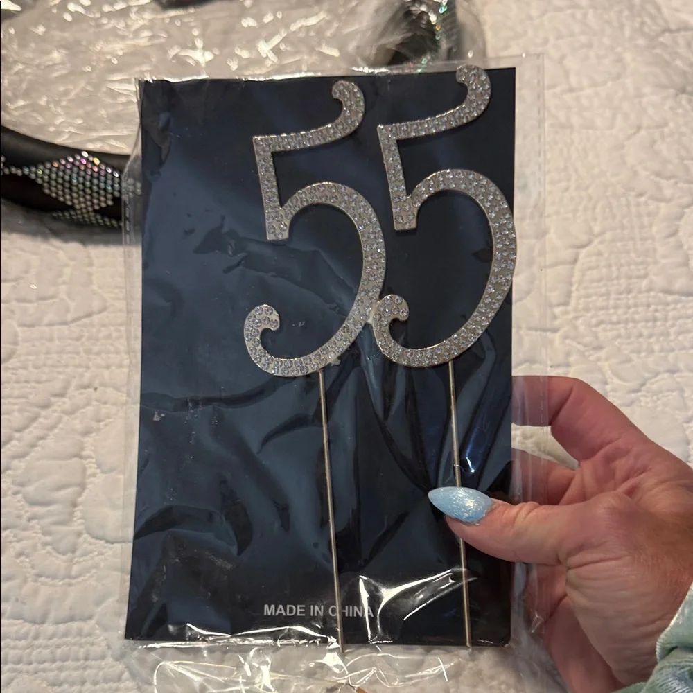 Crystal 55 birthday cake topper used 1 time